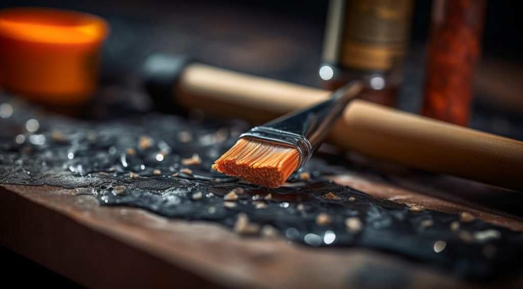 Granite epoxy adhesive tube and a putty knife.