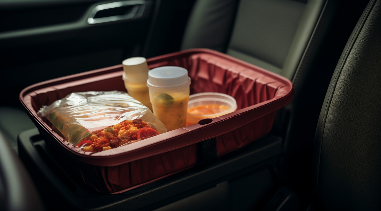 Warm Takeout Food on Car Seat