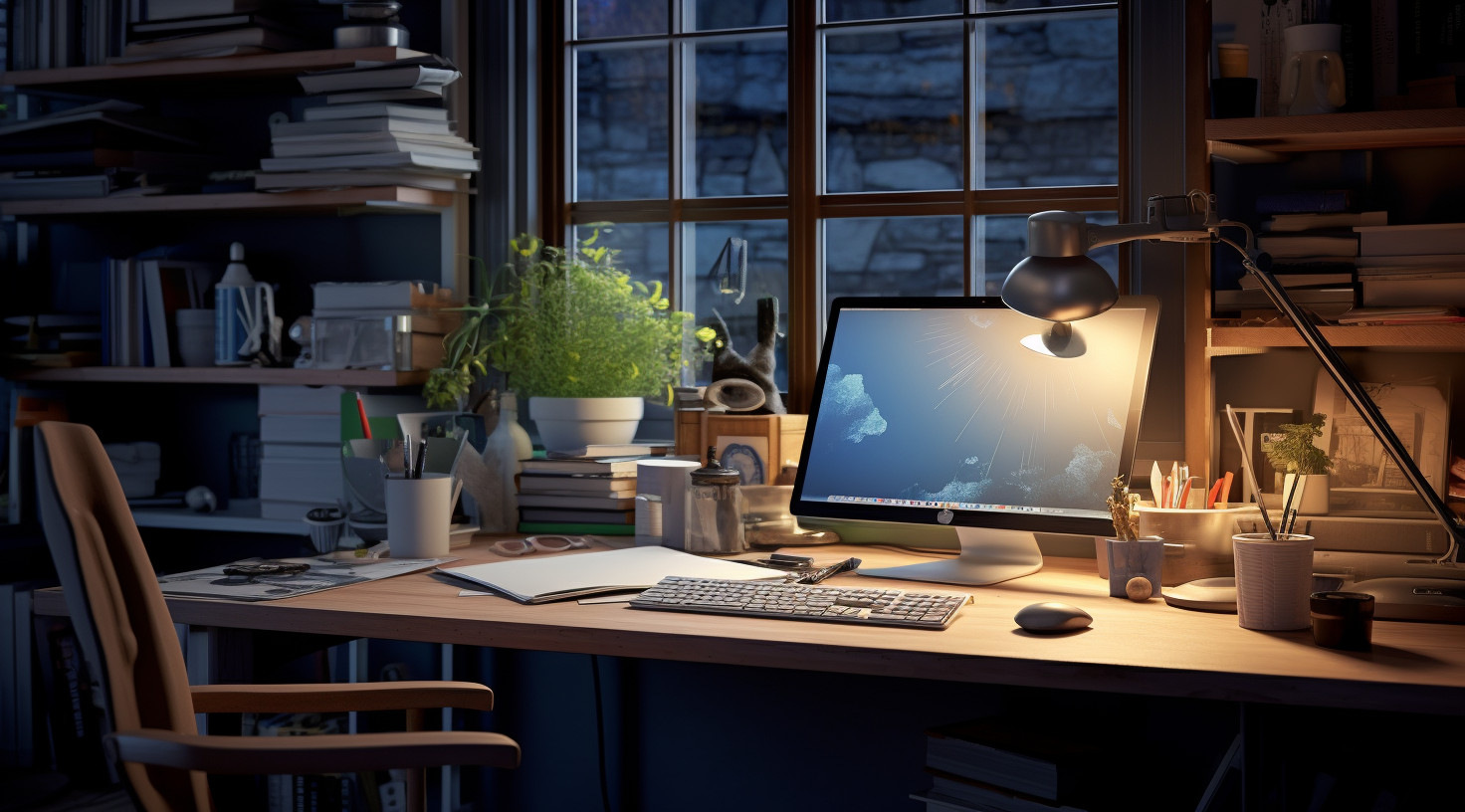 Small Home Office with Space-Saving Furniture