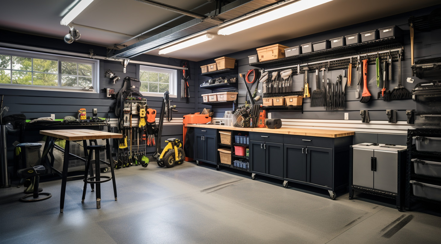 Clean and organized garage interior